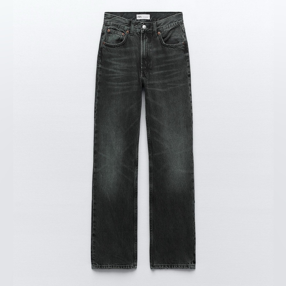 Zara TRF STRAIGHT LEG JEANS WITH A HIGH WAIST